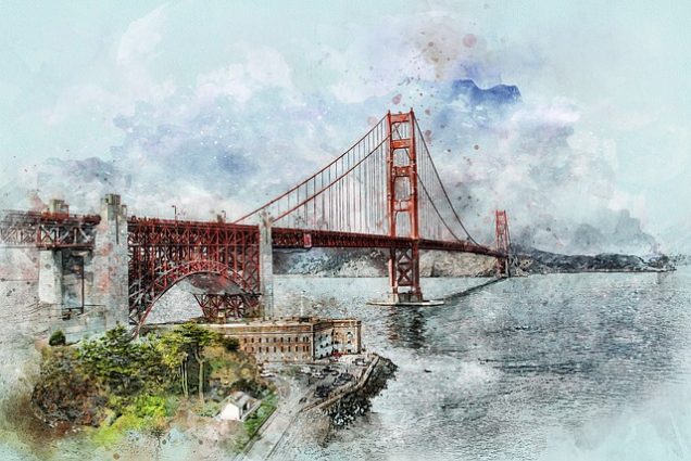 Apartments in Friedrich Wilderness Park NW San Antonio A watercolor painting of the golden gate bridge in San Francisco.